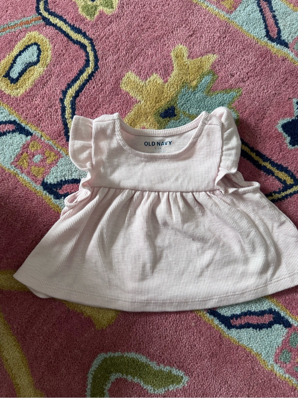 Old Navy Light Pink Knit Baby shirt / dress with Ruffle Sleeves